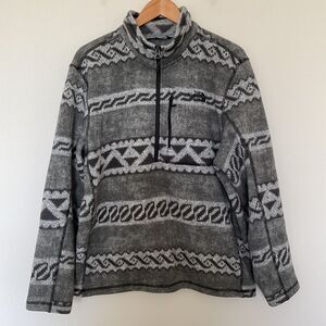 The North Face Jacket Gray Aztec Tribal Gordon Lyons Fleece Half Zip Pullover XL